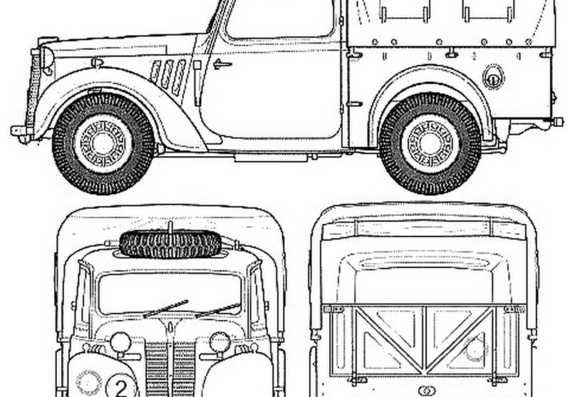 Austin 10HP YG Light Utility Tilly Pick-up (1933) - drawings (drawings) of the car